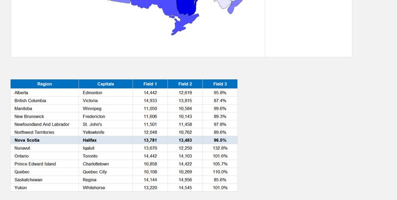 Canada Choropleth Map Excel Template | Visualize Data Effortlessly ...