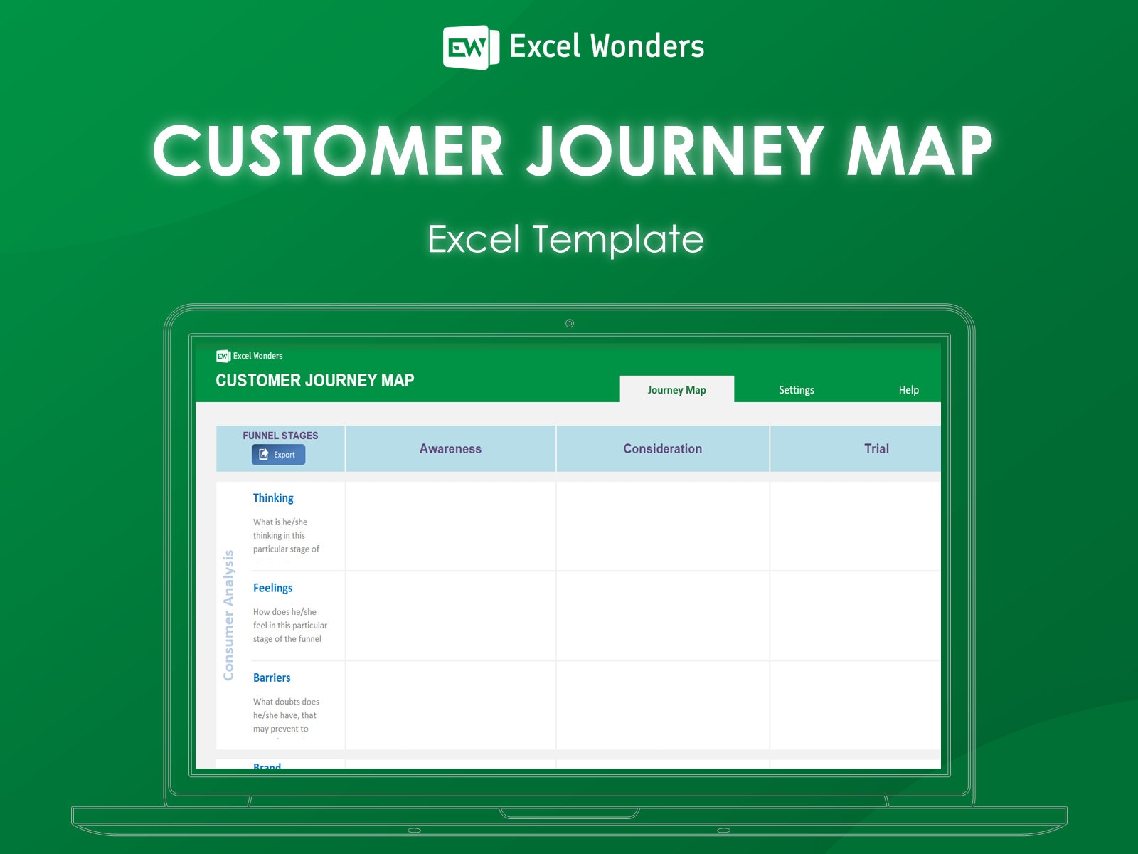 Customer Journey Map Excel Template: Marketing Strategy (Digital Download)