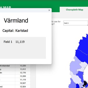 Sweden Choropleth Map Excel Template | Interactive Geographic Data ...
