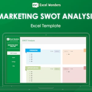 Marketing SWOT Analysis Excel Template: Business Planner (Digital Download)