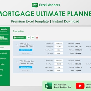 Excel-mall för bolånekalkylator | Kalkylblad för lån och amortering för husköpare (digital nedladdning)
