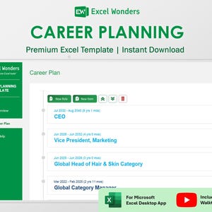 Career Tracker Excel Template | Career Planner & Path Mapping for Professionals (Digital Download)