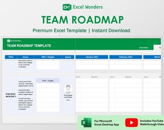Team Roadmap Template | Strategic Planning & Project Tracker for Teams (Digital Download)