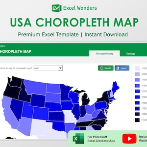 USA Choropleth Map Excel Template: Interactive Data Visualization