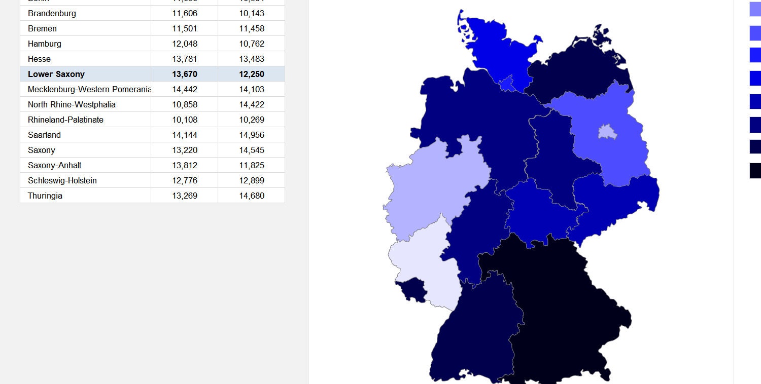 Germany Choropleth Map Excel Template: Data Visualization - Etsy