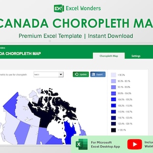 Canada Excel Map | Interactive Heat Map Template | Data Visualization (Digital Download)