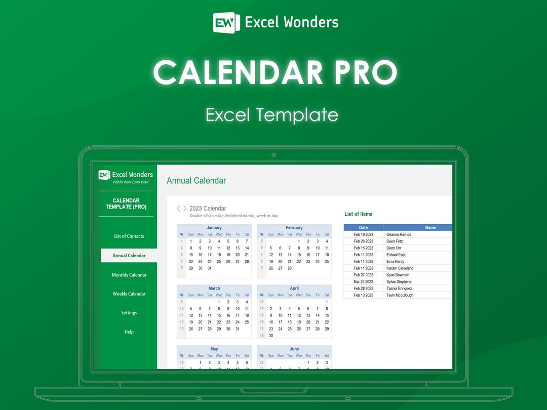 2025 Customizable Calendar Pro Excel Template Daily, Weekly & Monthly