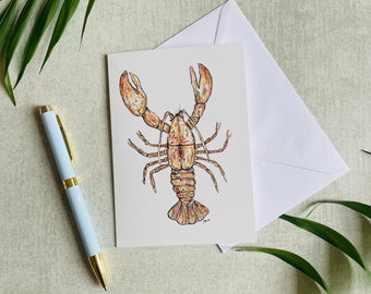 Single illustrated lobster card for all occasions, Lobster cards, Lobster Stationery, Lobster Matching Card Set