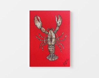 Red Lobster Art Print, Premium Lobster Wall Art for Coastal sea life interiors, Lobster Art Print made in the UK