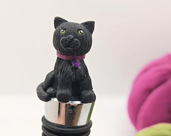 Cat bottle stopper, Halloween bottle stopper, wine lovers gift, dinner party, table decor, new home gift, cat lovers gift, black cat gifts