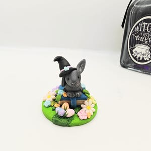 Witch bunny rabbit, easterween bunny ornament, clay eggs mini, shelf sitter, Easter decor, bunny lover gifts, Easter gifts, witchy gifts