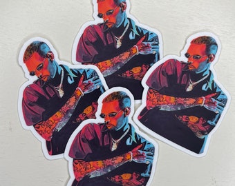 Chris Brown, Stickers, Laptop Stickers, Laptop, Vinyl Stickers, Die Cut Stickers, Weatherproof Stickers, Waterproof Stickers