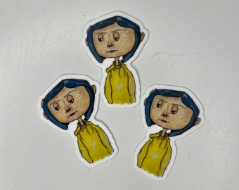 Coraline, stickers, gestanste stickers, weerbestendige stickers, waterdichte stickers, Halloween