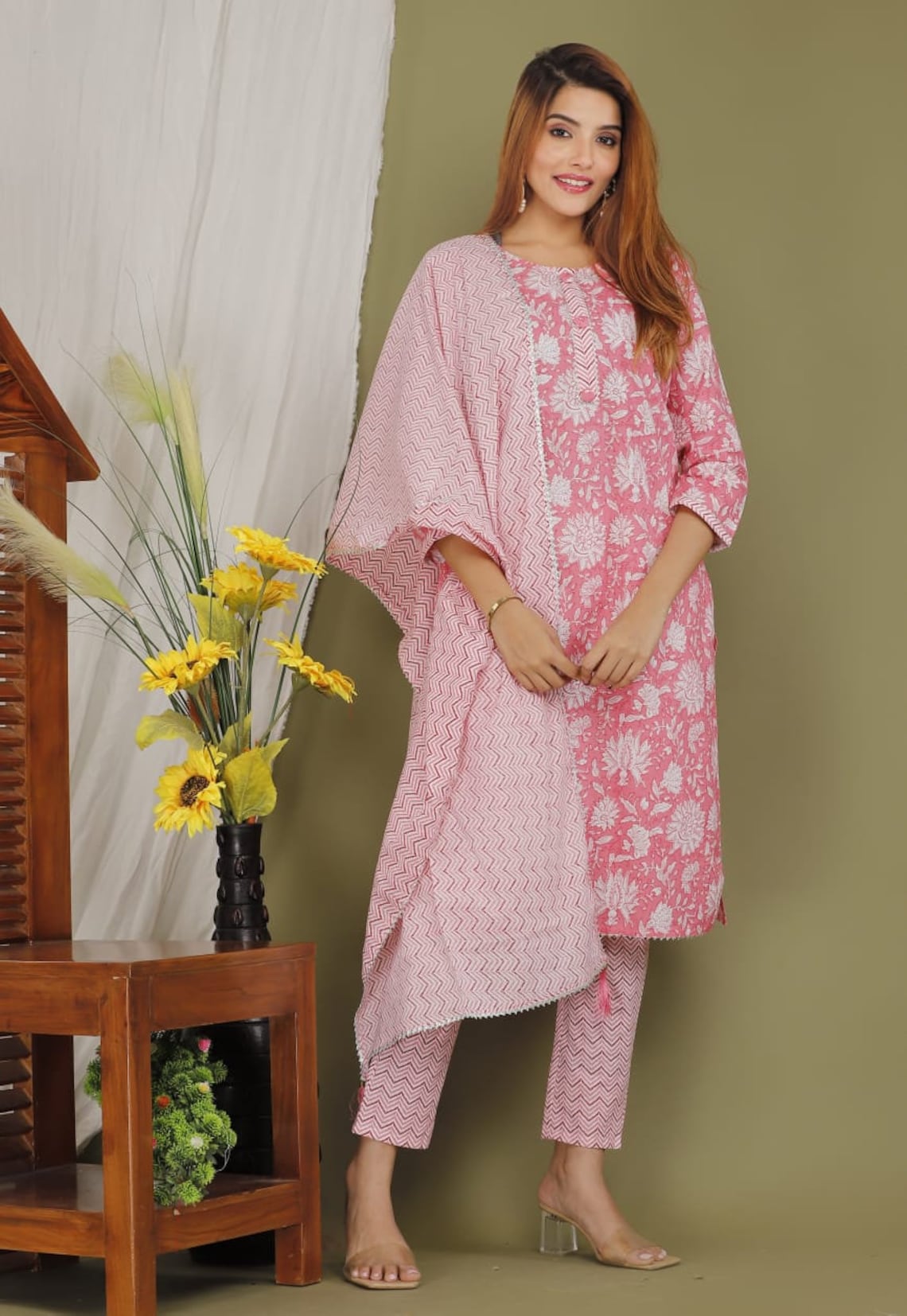 Beautiful Designer Cotton Kurti Pant Dupatta Set for Women Etsy UK