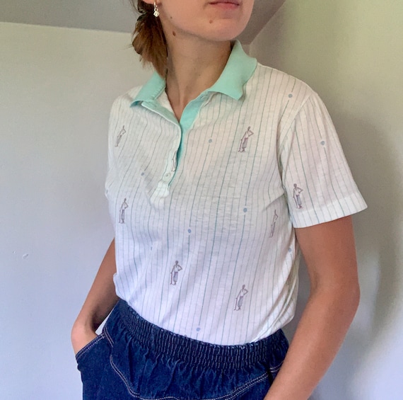 Vintage 1980s Tail Collared Sport Preppy Top - image 1