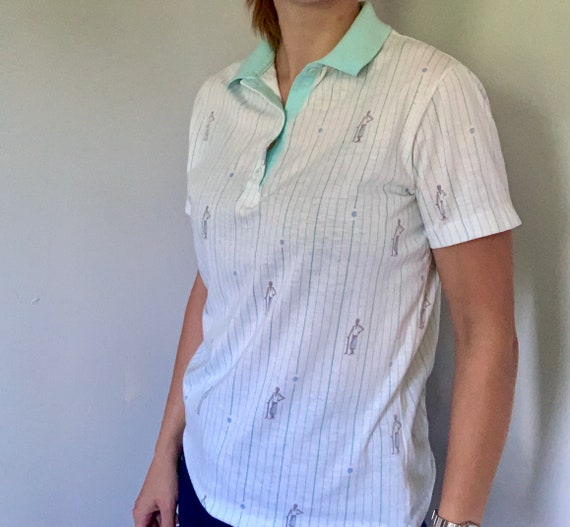 Vintage 1980s Tail Collared Sport Preppy Top - image 4