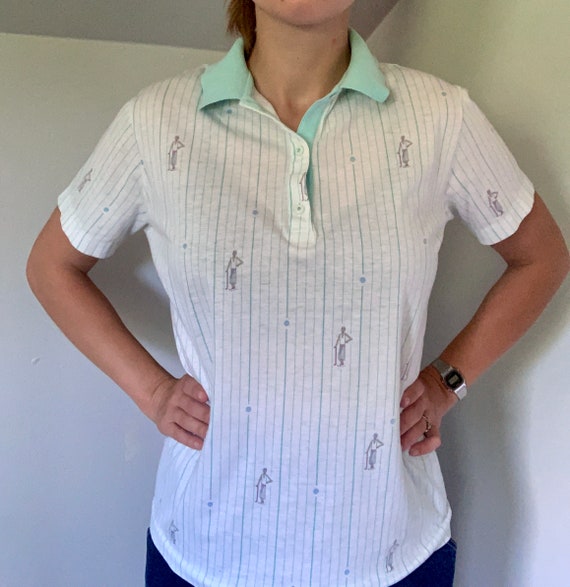 Vintage 1980s Tail Collared Sport Preppy Top - image 3