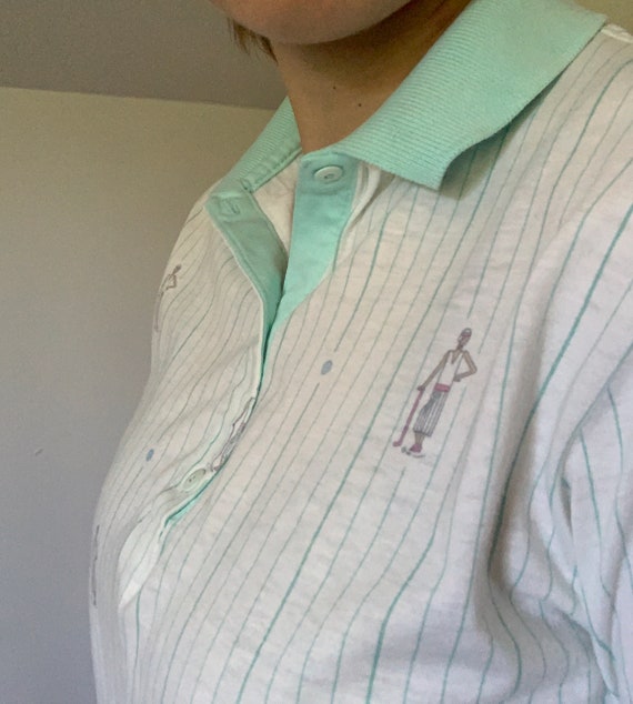 Vintage 1980s Tail Collared Sport Preppy Top - image 2