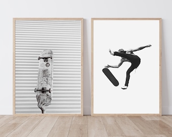 Skate Wall Art | Set of TWO Black and White Skate Photo Prints