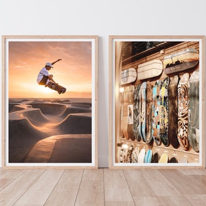 Sunset Skate Set | Two Set Skateboard Print | Sunset Print | Venice Beach Poster | Skateboard Art | Skateboard Poster | Skateboard digital