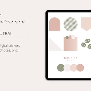 Digital Planner Stickers | Precropped GoodNotes Stickers | PNGs | Feminine Neutral