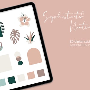 Digital Planner Stickers | Precropped GoodNotes Stickers | PNGs | Sophisticated Neutral