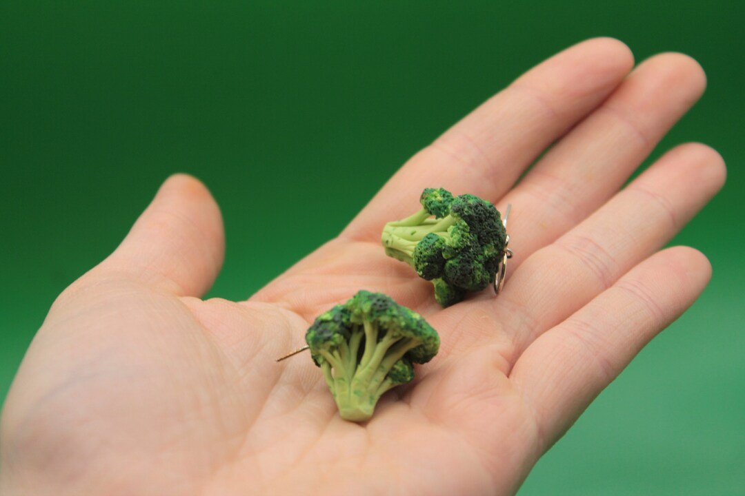 Broccoli Dangly Earrings With Sterling Silver Hooks Etsy