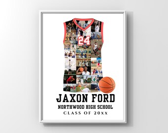 Basketball Photo Collage Template, Senior Night Gift (Canva)