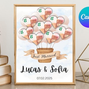Money gift for wedding, personalized wedding gift, wedding gift to print, money gift template, bride and groom gift, Last Minute Gift