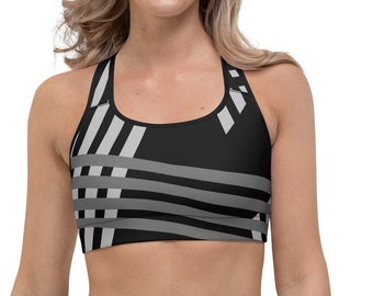 Sports Top Black /Silver, Workout Clothes, Activewear, Sports Bra, Fitness Clothes, Yoga Wear, Yoga Top, Sports Apparel