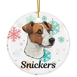 Jack Russell Personalized Ceramic Ornament, Custom Ornament with Dog Name, Dog Ornament, Christmas Ornament with Dog, Jack Russell