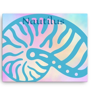 Nautilus Shell Canvas Picture, 16&quot;x20&quot;, Sea Shell Picture, Coastal Picture, Canvas Print, Pastel Picture, Home Decor, Shell On Canvas, Shell