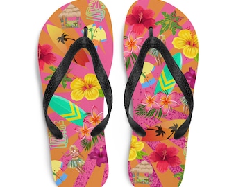 Tropical Flip Flops, Beachwear, Flip Flops, Thongs, Shoes, Pool Sandals, Cruise Wear, Vacay Sandals, Summer Flip Flops
