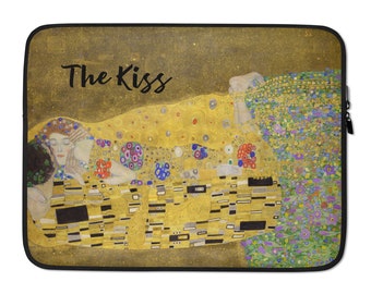 The Kiss by Klimt Laptop Sleeve, 13" Laptop Sleeve, 15" Laptop Sleeve, Laptop Sleeve with Faux Fur Lining, Gustav Klimt