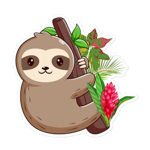 Sloth Sticker, Cute Sloth Sticker, Sloth, Sloth Laptop Sticker, Sloth Bumper Sticker, Sloth Bottle Sticker, Stickers, Kid&#39;s Crafts