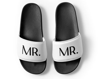 Mr. Men’s Slides, Groom Slides, Shoes, Sandals, Wedding Accessories, Wedding Apparel, "Mr." Men's Slides, Mr. And Mrs. Wedding Accessories
