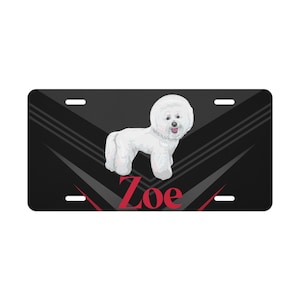 Bichon Personalized License Plate, Dog License Plate, License Plate, Car Accessory, Dog Name License Plate, Custom License Plate with Dog
