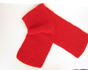 Red hand-knitted scarf for babies.Handmade n Greece.Warm,soft and cosy.