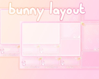 Twitch Stream Layout Package - [Animated] Pink Bunny