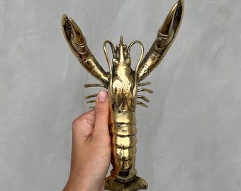 Polished Bronze Lobster Sculpture: Handmade Nautical Coastal Decor, Home Style - BR288