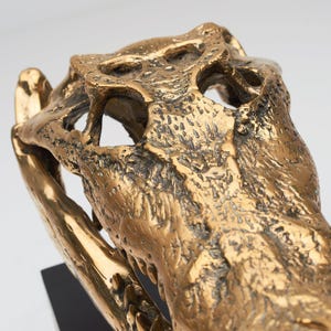 Escultura de Crânio de Crocodilo em Bronze - Réplica de Réptil, Decoração de Casa com História Natural, Decoração Moderna de Lareira, Acessório de Prateleira Eclético - BR005
