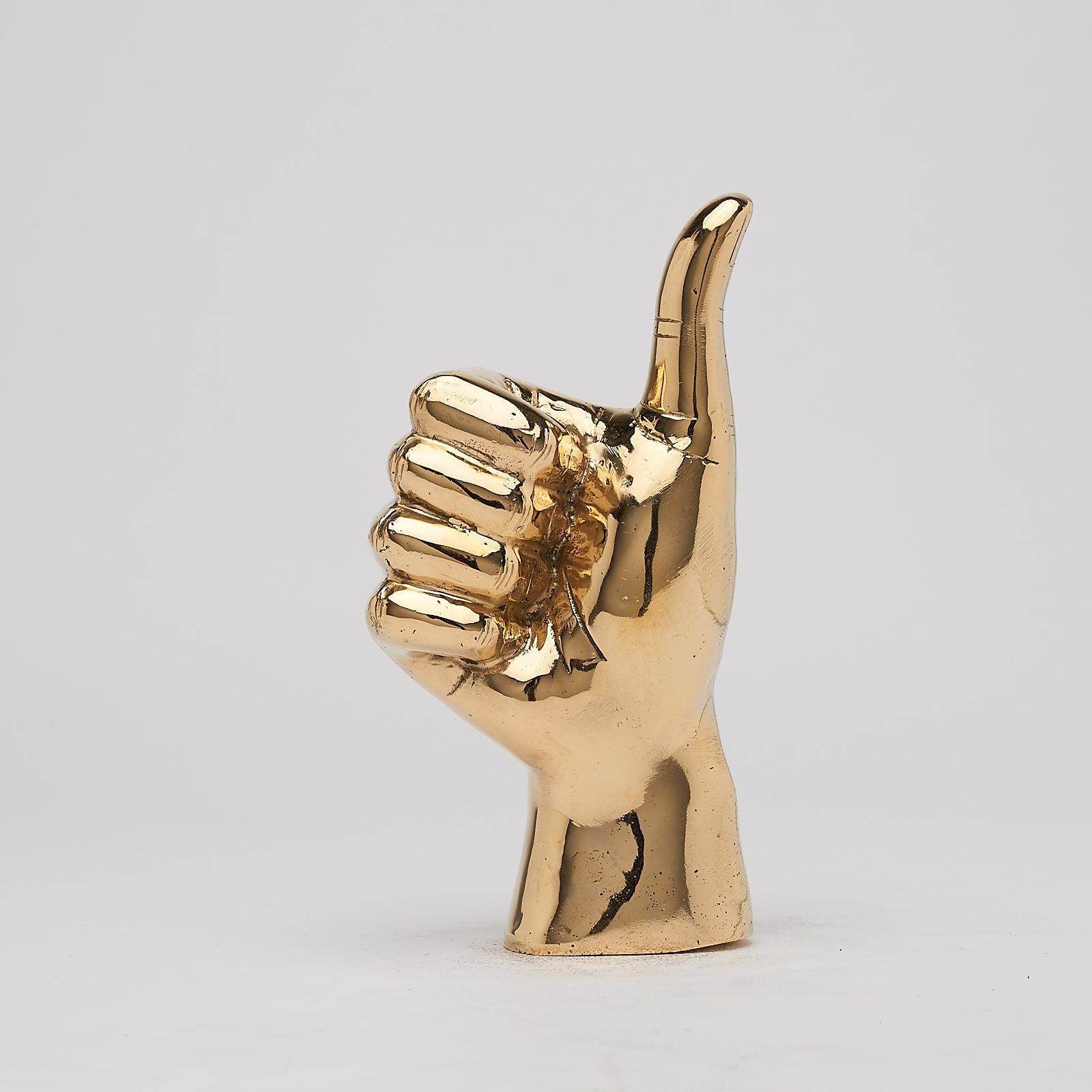 Polished Bronze Thumbs Up Hand Statue | Positive Gesture Sculpture | Desk Decor | Unique Gift | Handmade Cast Bronze Art - BR116