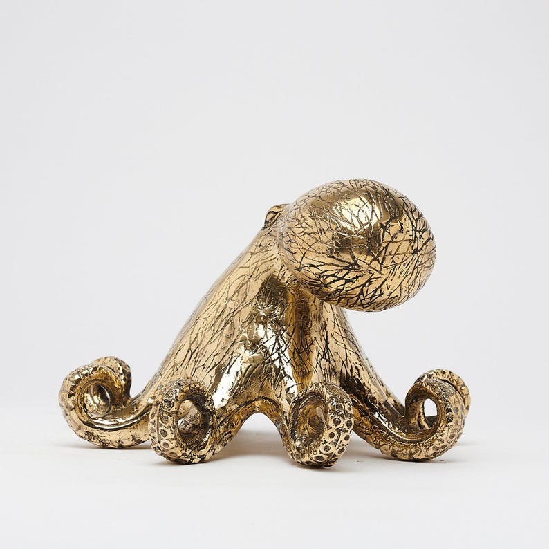 Escultura de pulpo de bronce: Decoración náutica de vida marina - BR214 imagen 5