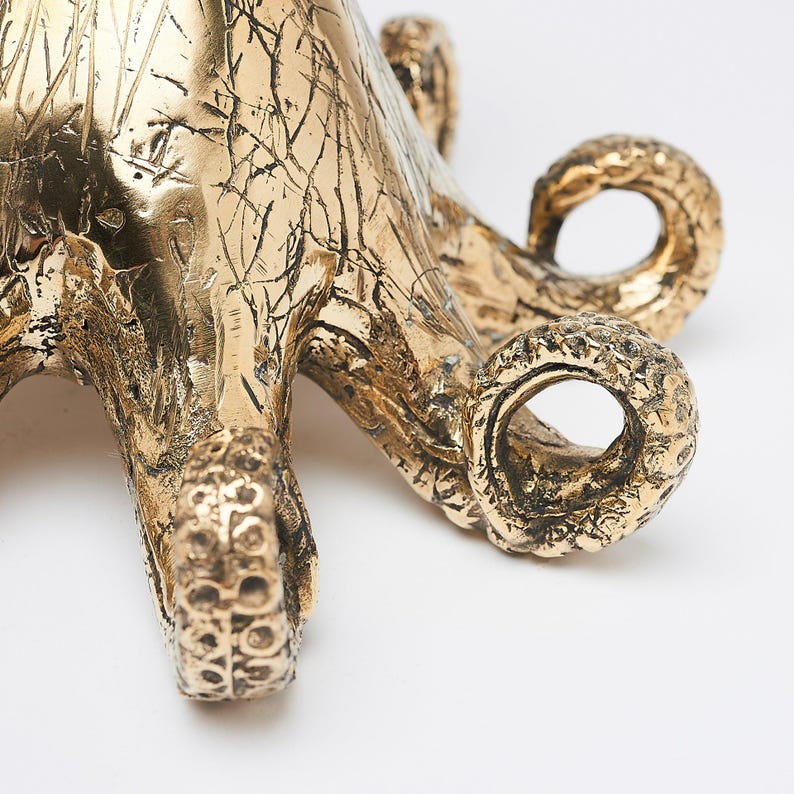 Escultura de pulpo de bronce: Decoración náutica de vida marina - BR214 imagen 11