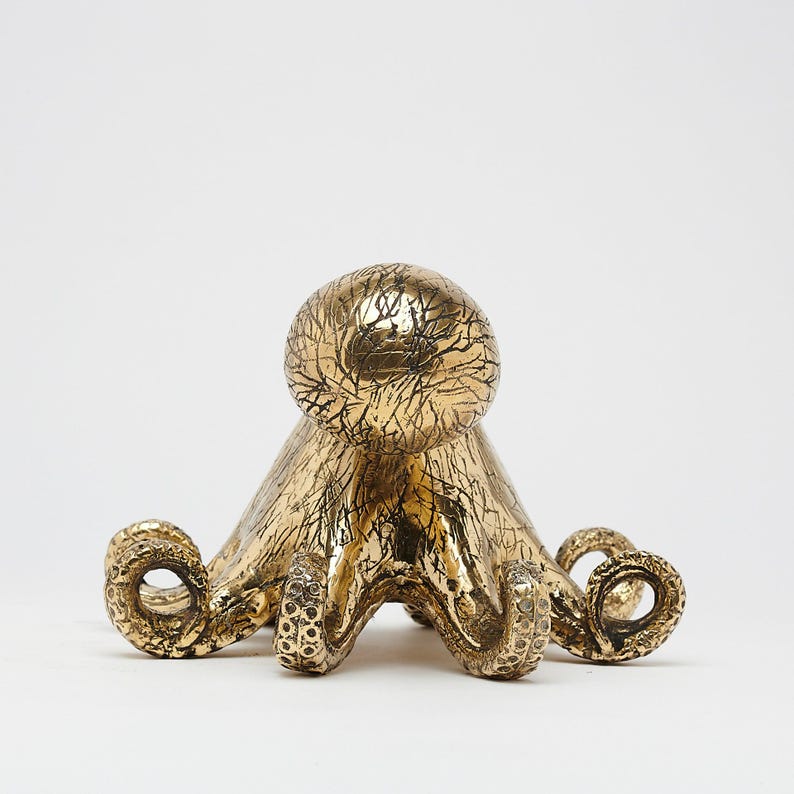 Escultura de pulpo de bronce: Decoración náutica de vida marina - BR214 imagen 6