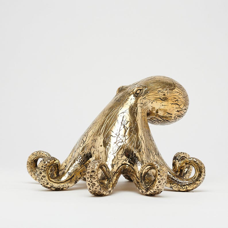 Escultura de pulpo de bronce: Decoración náutica de vida marina - BR214 imagen 2