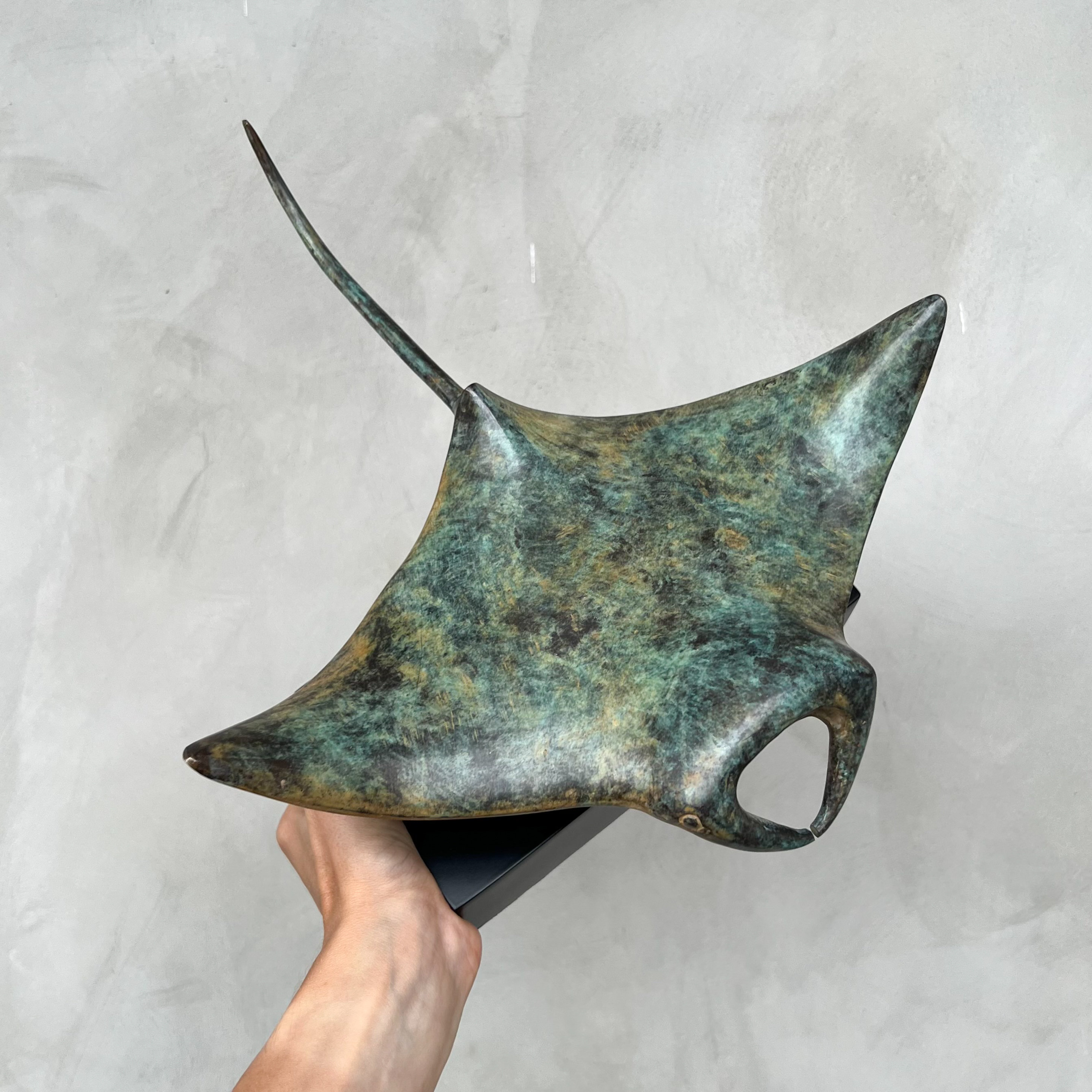 Sculpture of a Manta Ray on stand made of Patinated coloured Etsy 日本