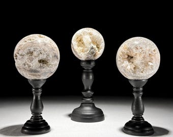 Crystal Geode Sphere Set Stone: Decorative Mineral Art, Home Statement Piece - Min,A/054