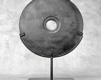 Large Lava Stone Sculpture Disc: Earthy Home Styling, Sculptural Rock – Min,A/068