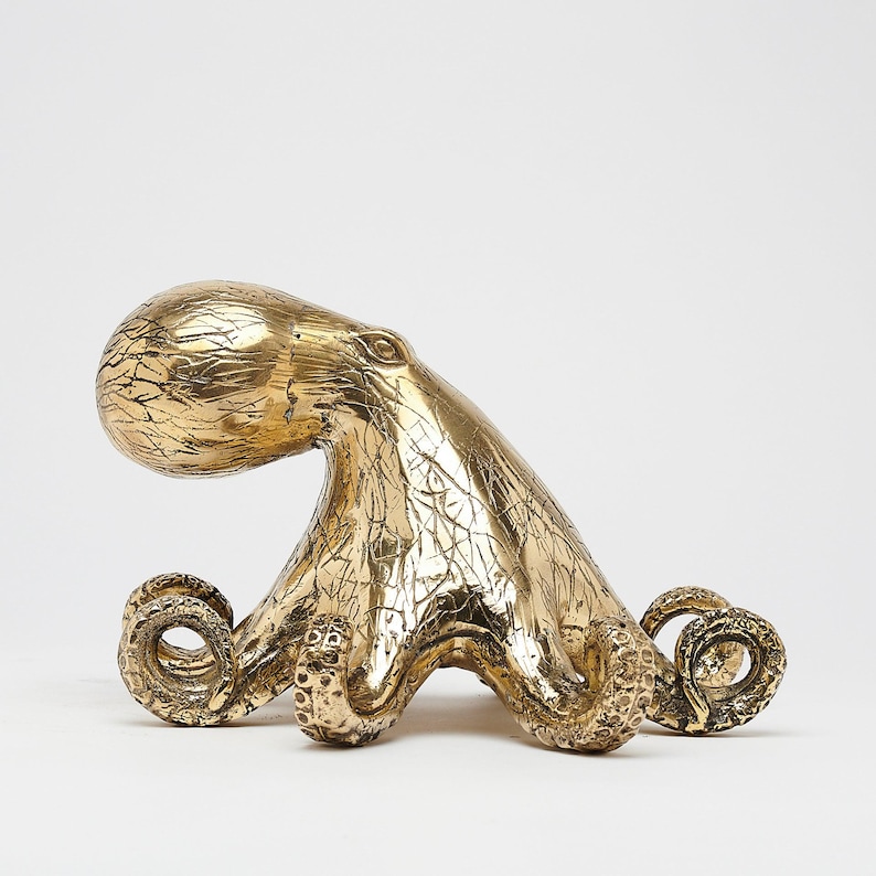 Escultura de pulpo de bronce: Decoración náutica de vida marina - BR214 imagen 8